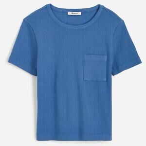 NWT Madewell Garment-Dyed Ribbed Crewneck Pocket Tee Size S